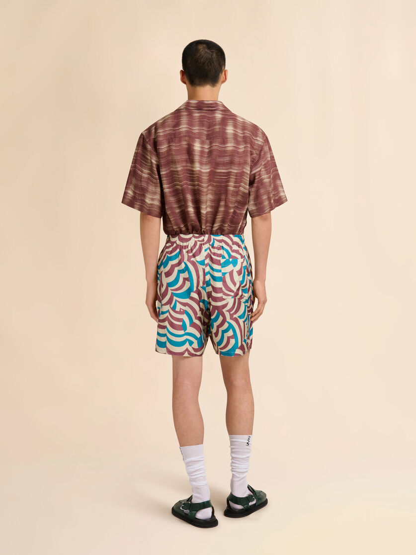 Stutterheim X Marni Viscose Twill Bermuda Shorts With Multicoloured Yoyo Print