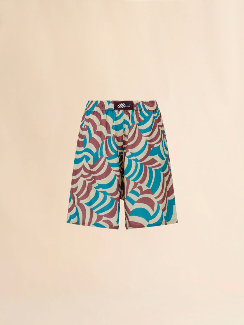 stutterheim x marni Viscose twill Bermuda shorts with multicoloured Yoyo print