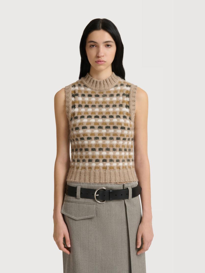 Stutterheim X Marni White And Green Jacquard Shetland Wool Vest