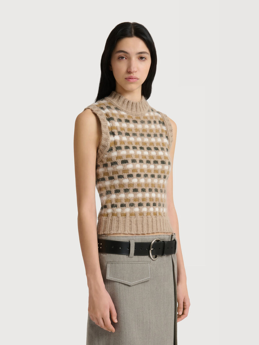 Stutterheim X Marni White And Green Jacquard Shetland Wool Vest