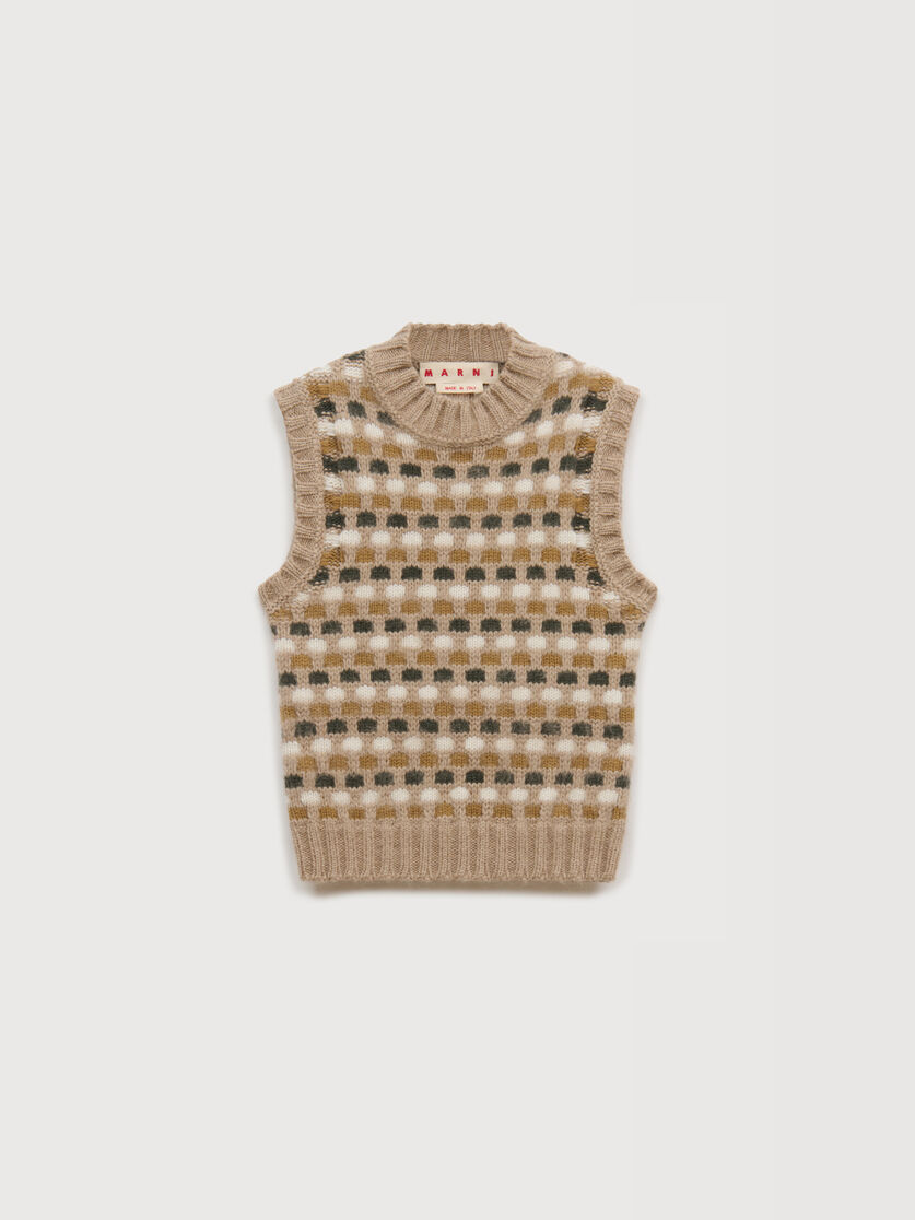 stutterheim x marni White and green jacquard Shetland wool vest