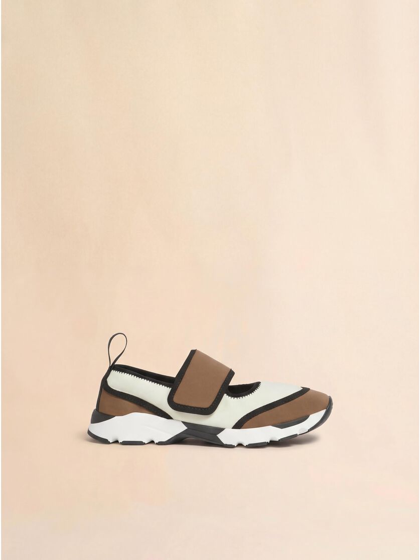 stutterheim x marni White and light brown lycra Mary Jane Running Sneaker