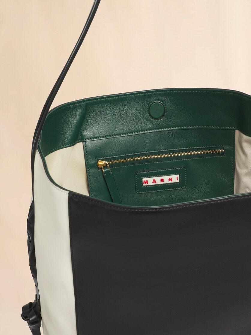 Stutterheim X Marni White Black And Green Leather Pod 2.0 Large Hobo Bag