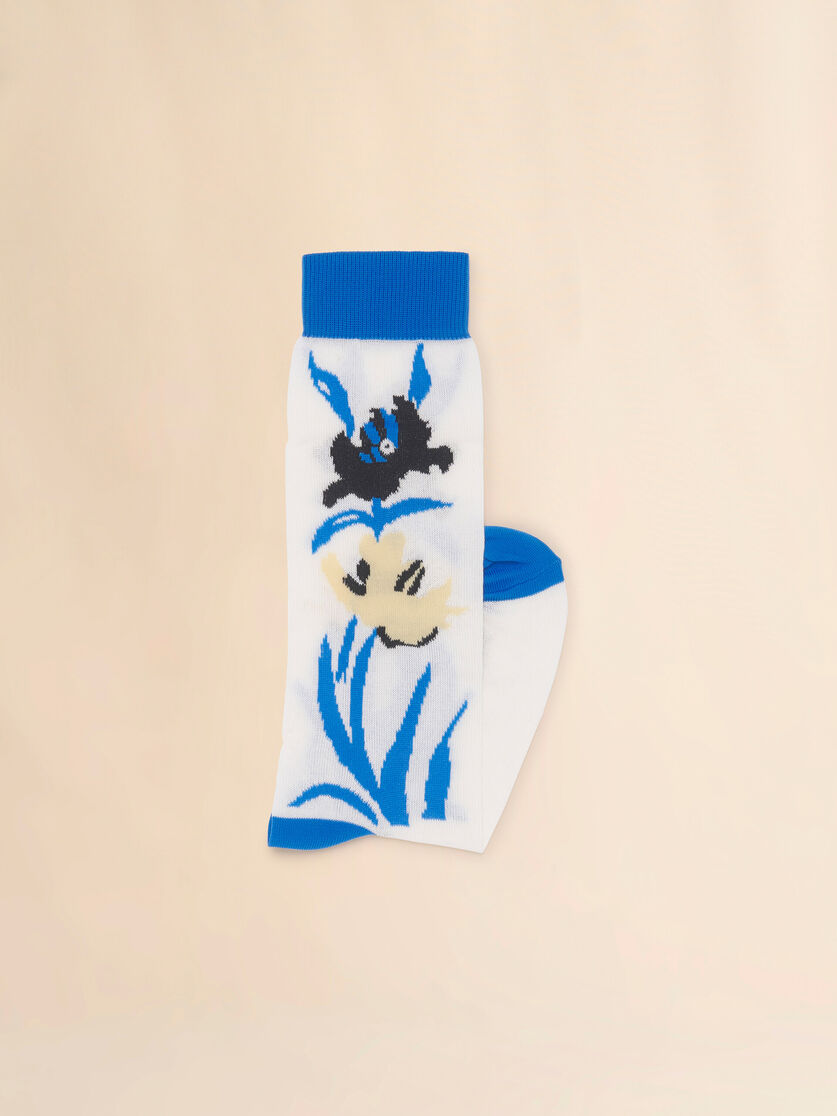 Stutterheim X Marni White Cotton-nylon Socks With Flower Intarsia
