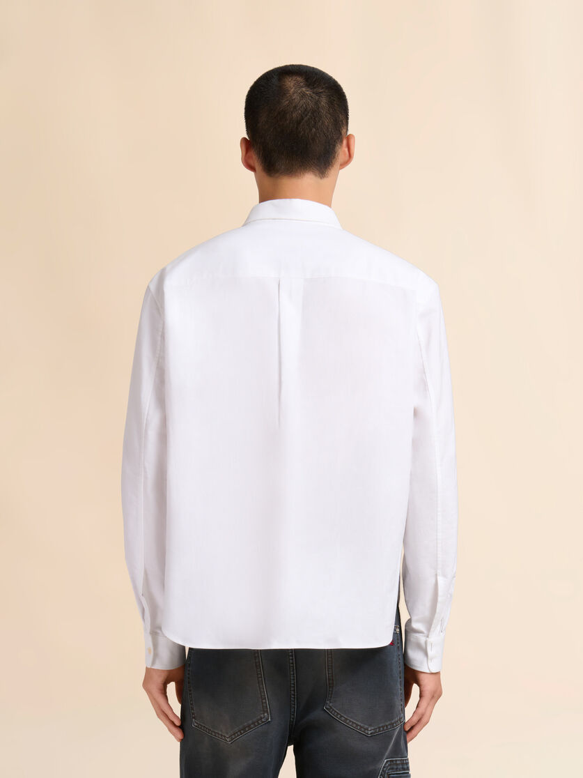 Stutterheim X Marni White Cotton Oxford Shirt With Striped Pocket