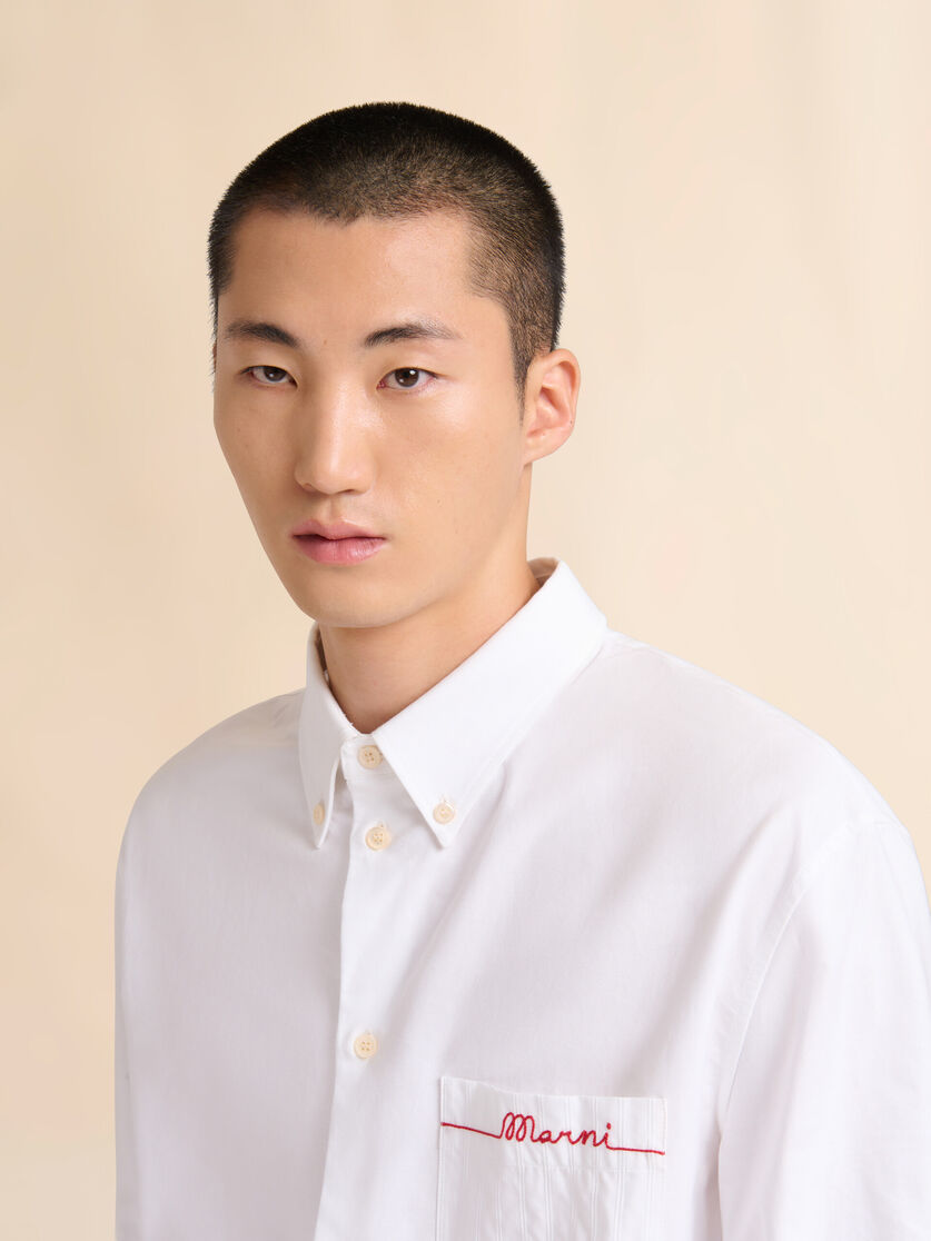 Stutterheim X Marni White Cotton Oxford Shirt With Striped Pocket