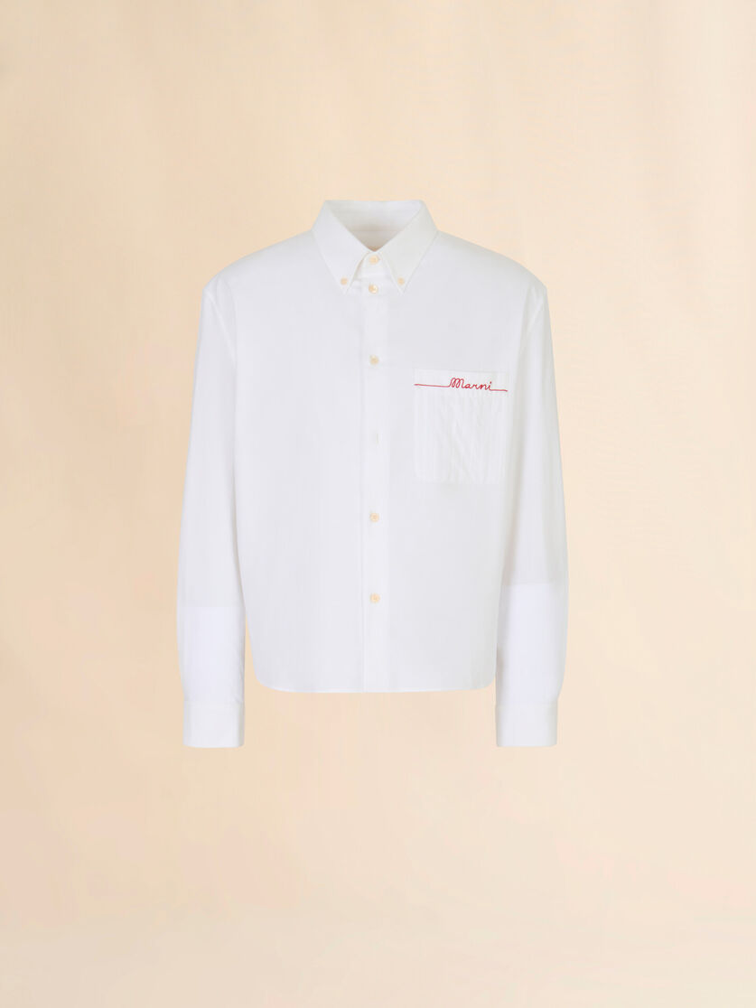 stutterheim x marni White cotton Oxford shirt with striped pocket