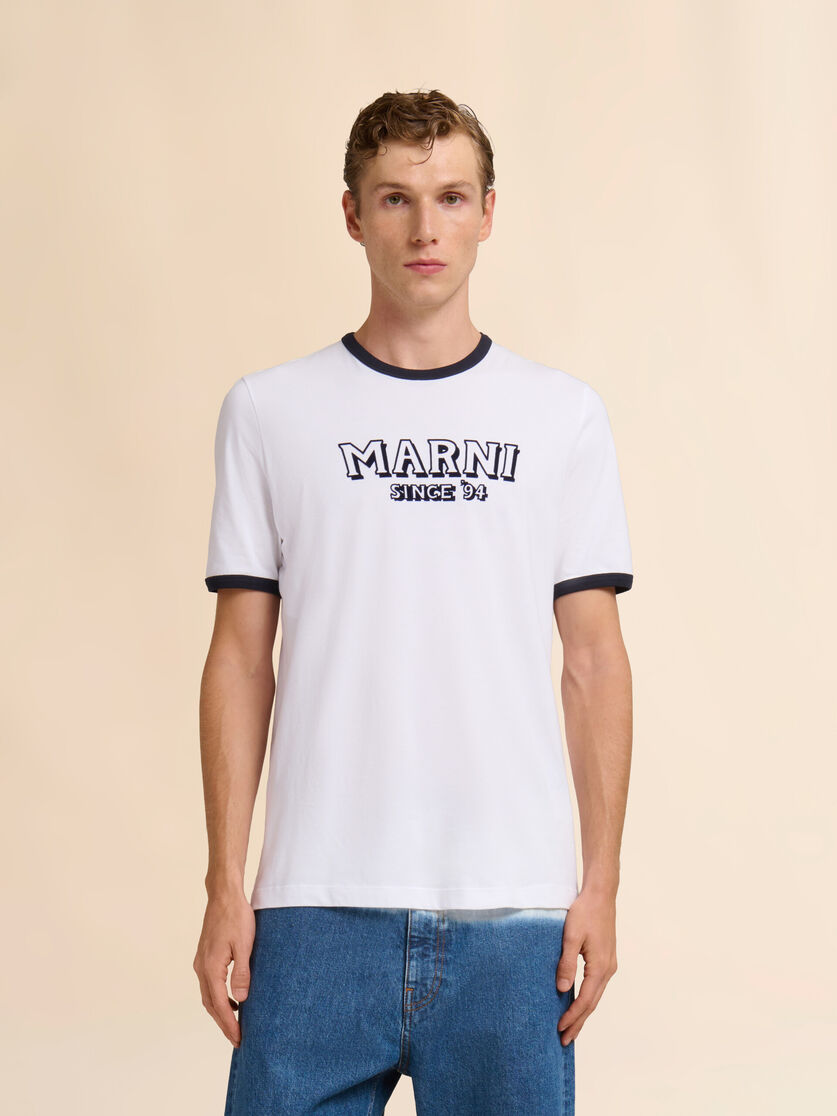 Stutterheim X Marni White Cotton T-shirt With Contrast Trims
