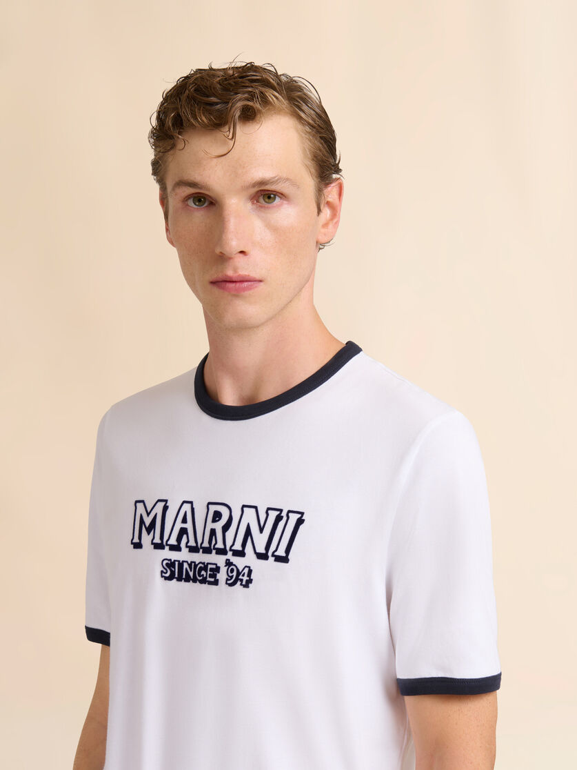 Stutterheim X Marni White Cotton T-shirt With Contrast Trims