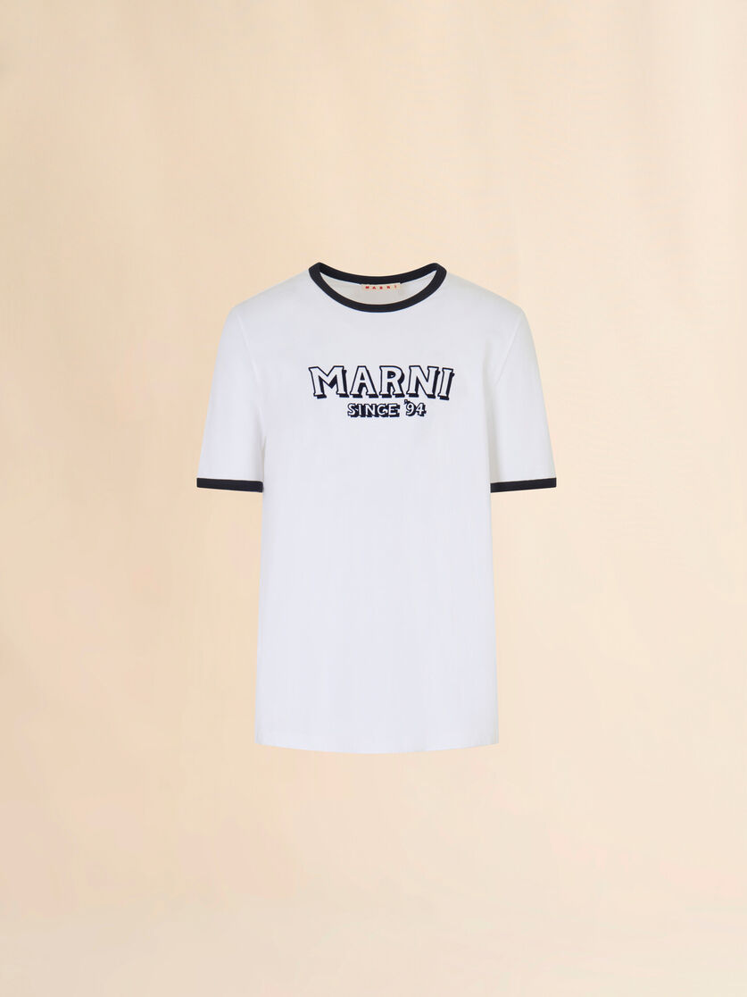 stutterheim x marni White cotton T-shirt with contrast trims