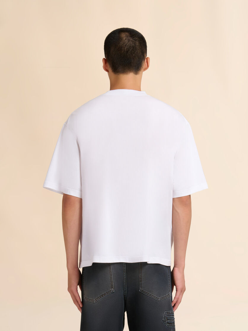 Stutterheim X Marni White Cotton T-shirt With Flocked Marni Animal Alphabet Logo