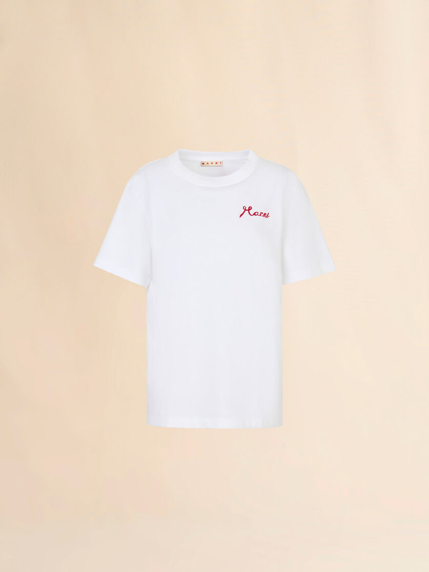 stutterheim x marni White cotton T-shirt with flocked Marni logo