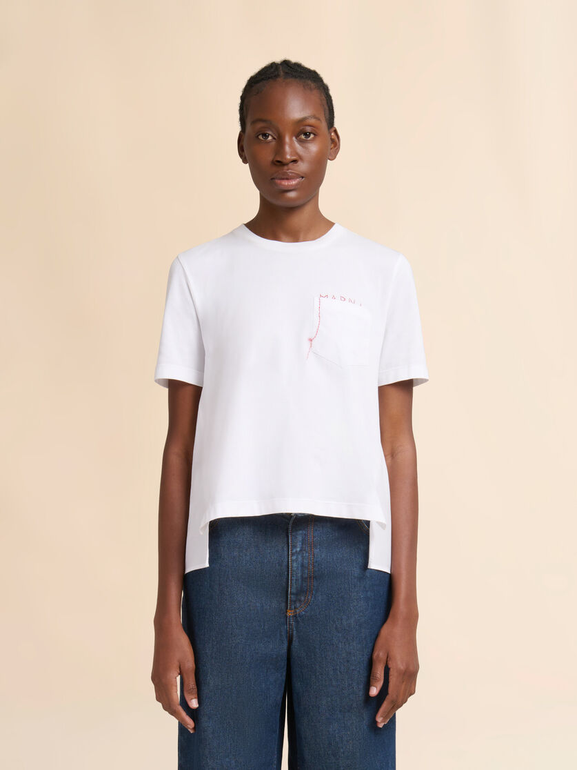 Stutterheim X Marni White Cotton T-shirt With Handstitched Marni Logo
