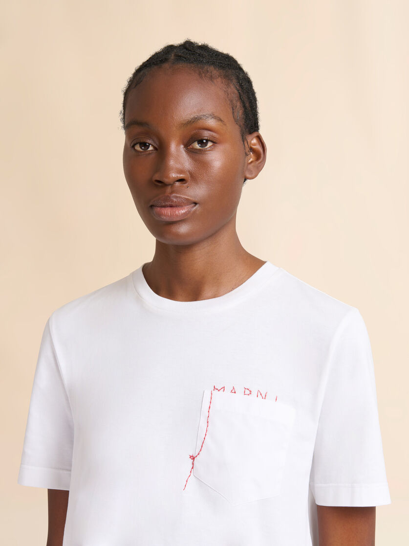 Stutterheim X Marni White Cotton T-shirt With Handstitched Marni Logo