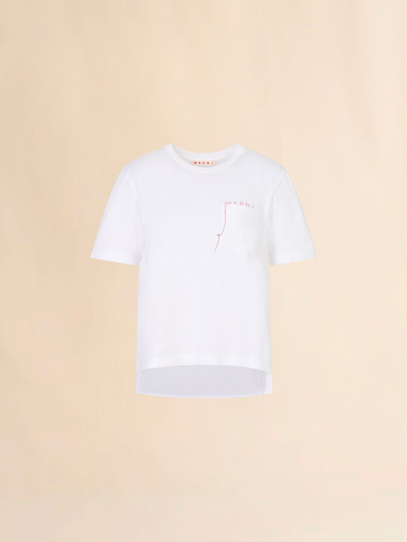 stutterheim x marni White cotton T-shirt with handstitched Marni logo