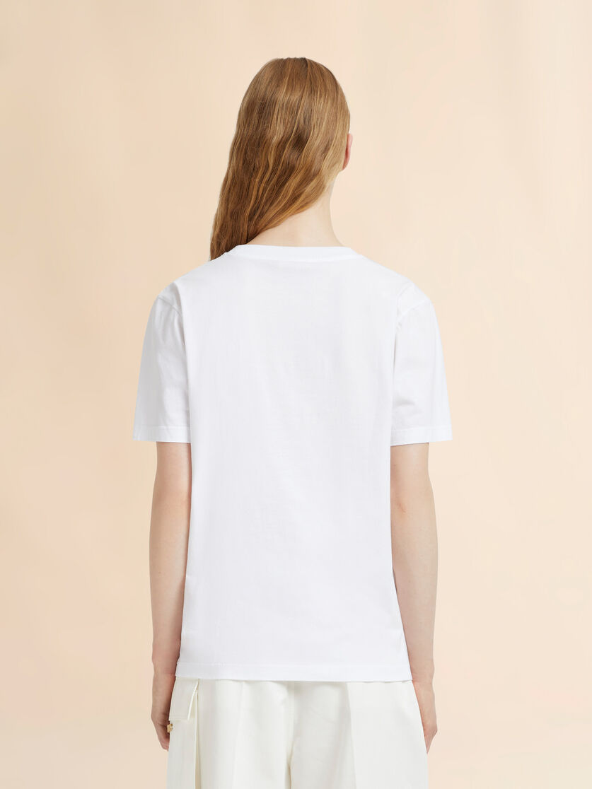 Stutterheim X Marni White Cotton T-shirt With Marni Bar Postcard Print