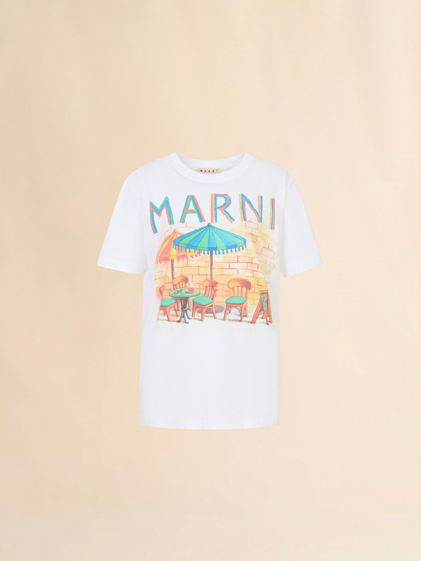 stutterheim x marni White cotton T-shirt with Marni Bar postcard print