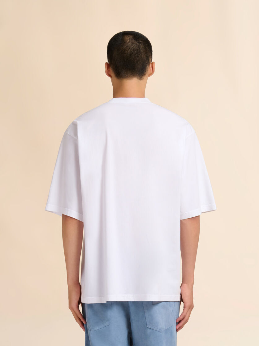 Stutterheim X Marni White Cotton T-shirt With Marni Beach Postcard Print