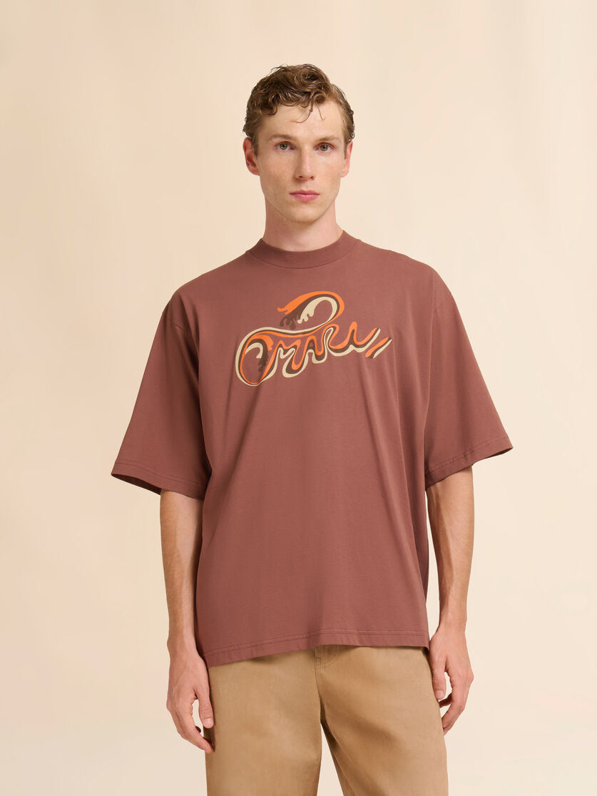 Stutterheim X Marni White Cotton T-shirt With Marni Wave Print