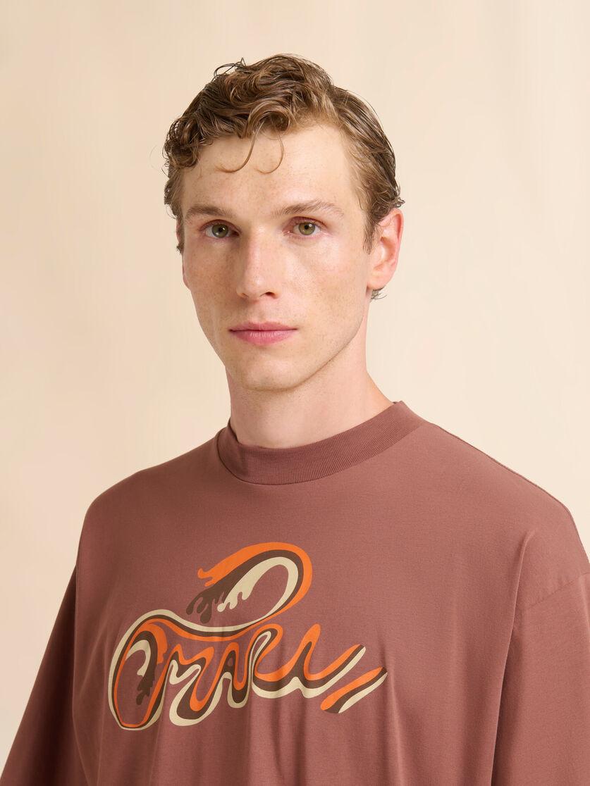 Stutterheim X Marni White Cotton T-shirt With Marni Wave Print