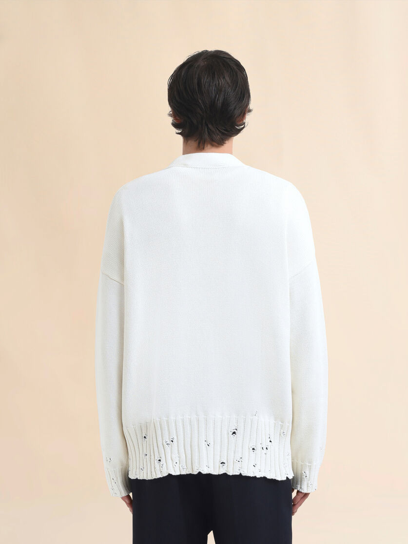 Stutterheim X Marni White Dishevelled Cotton Cardigan With Marni Mending