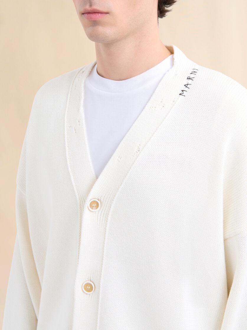 Stutterheim X Marni White Dishevelled Cotton Cardigan With Marni Mending