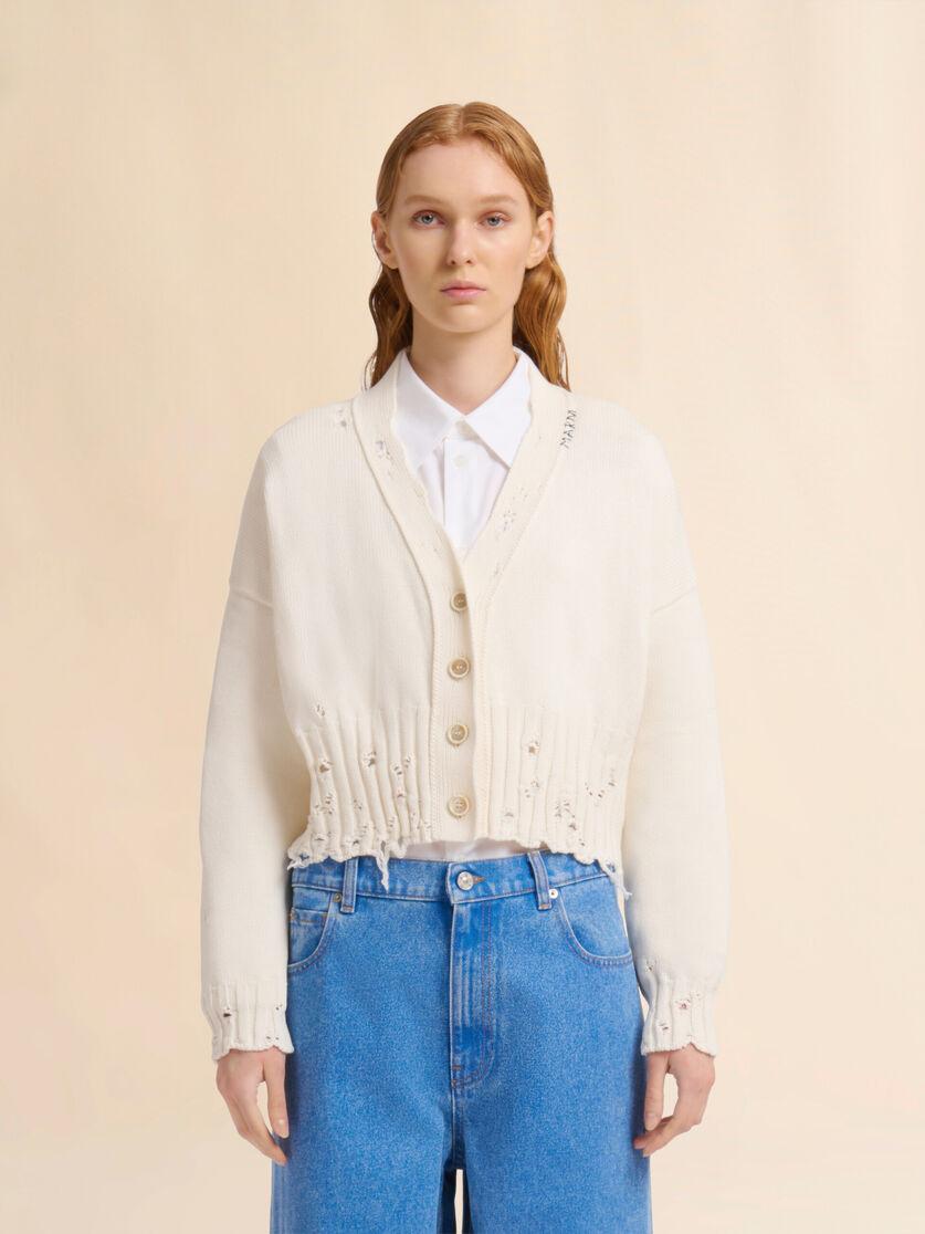 Stutterheim X Marni White Dishevelled Cotton Cropped Cardigan