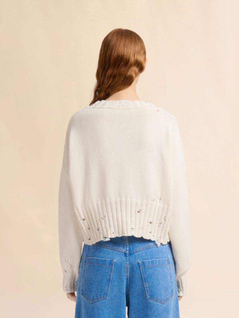 Stutterheim X Marni White Dishevelled Cotton Cropped Jumper