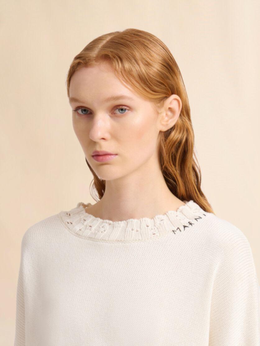 Stutterheim X Marni White Dishevelled Cotton Cropped Jumper
