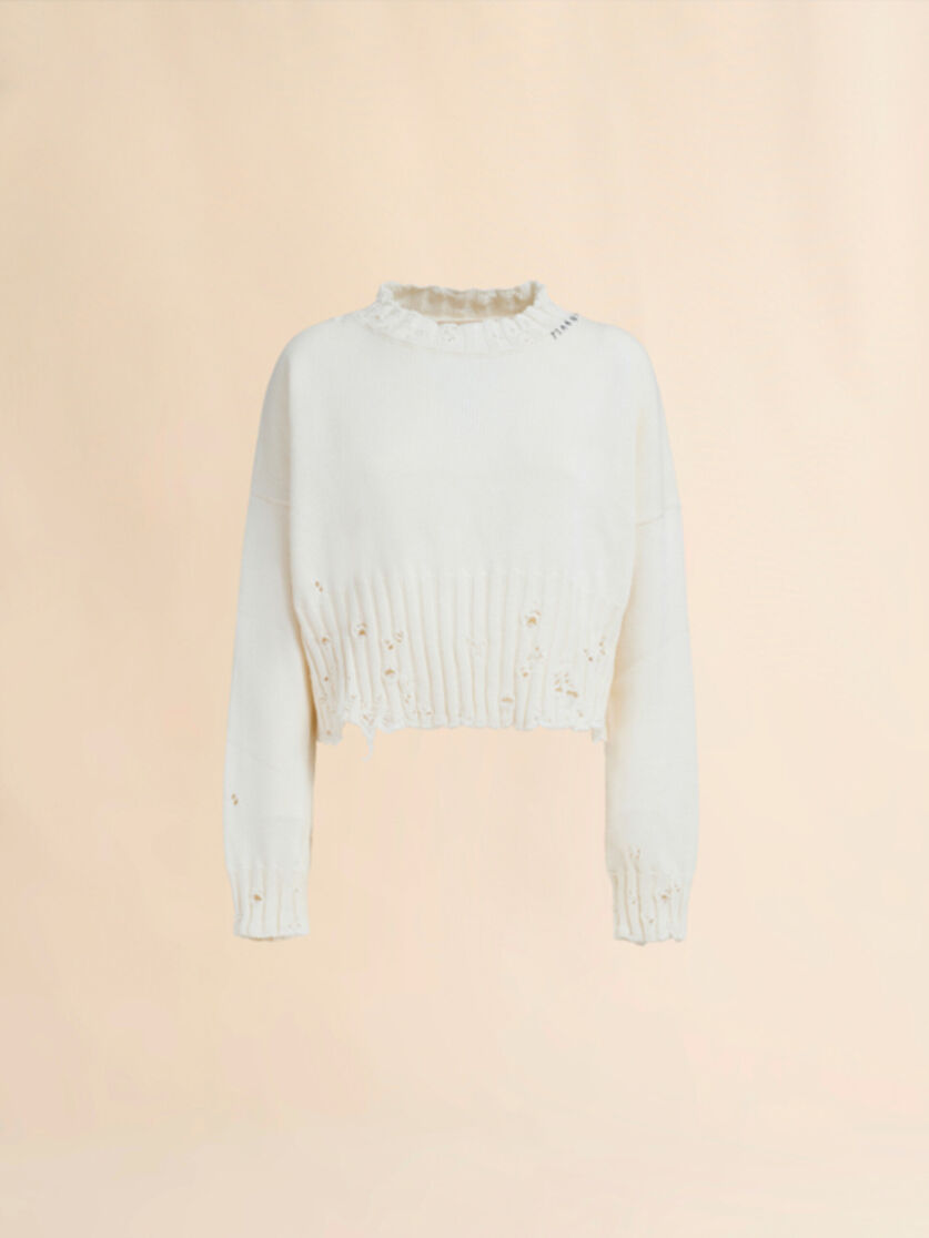 stutterheim x marni White dishevelled cotton cropped jumper