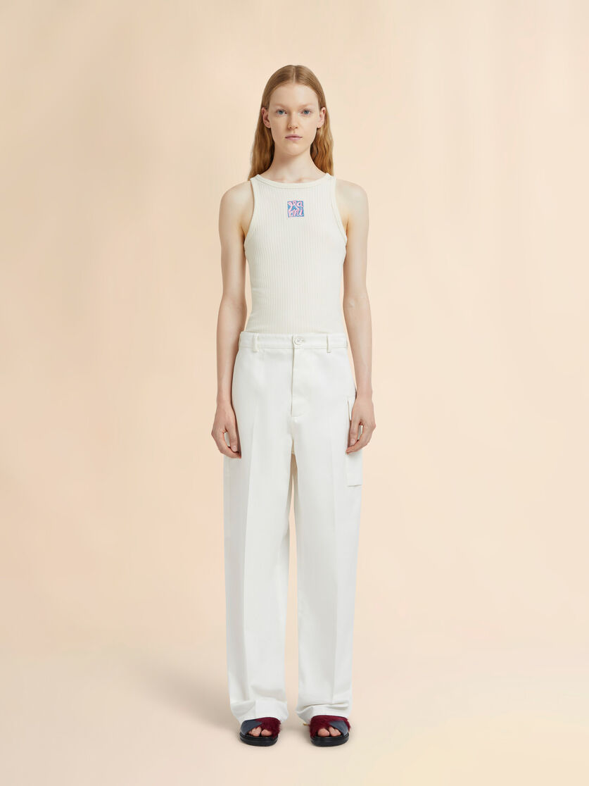 Stutterheim X Marni White Gabardine Pants With Cargo Pocket