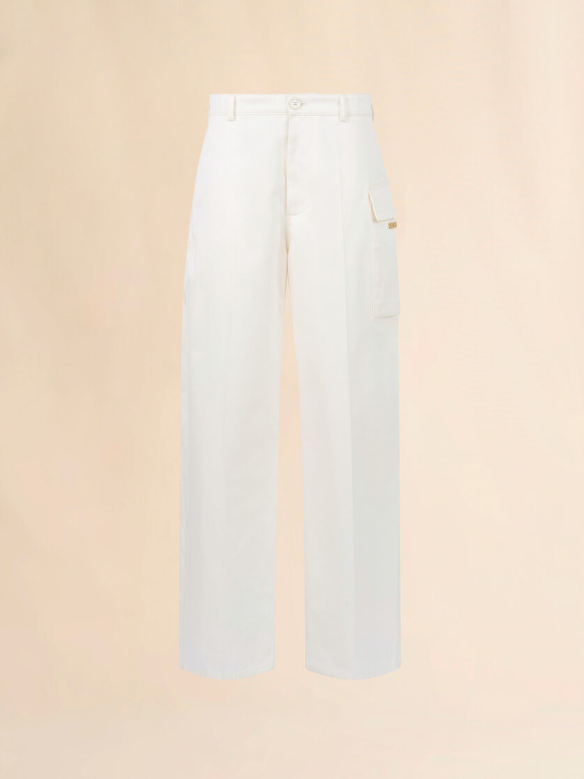 stutterheim x marni White gabardine pants with cargo pocket