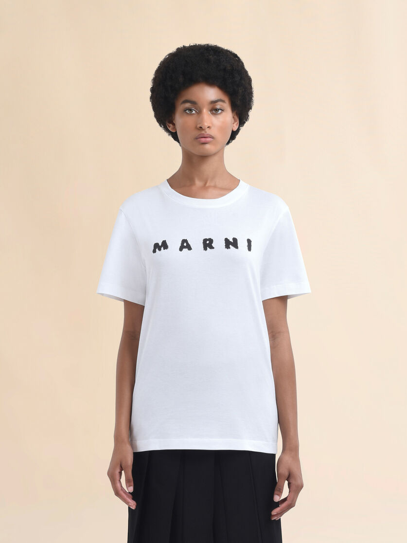 Stutterheim X Marni White Jersey T-shirt With Marni Scribbled Logo