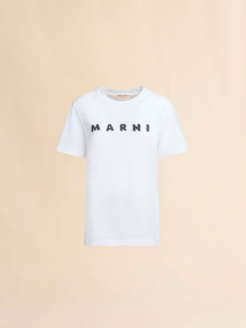 stutterheim x marni White jersey T-shirt with Marni scribbled logo
