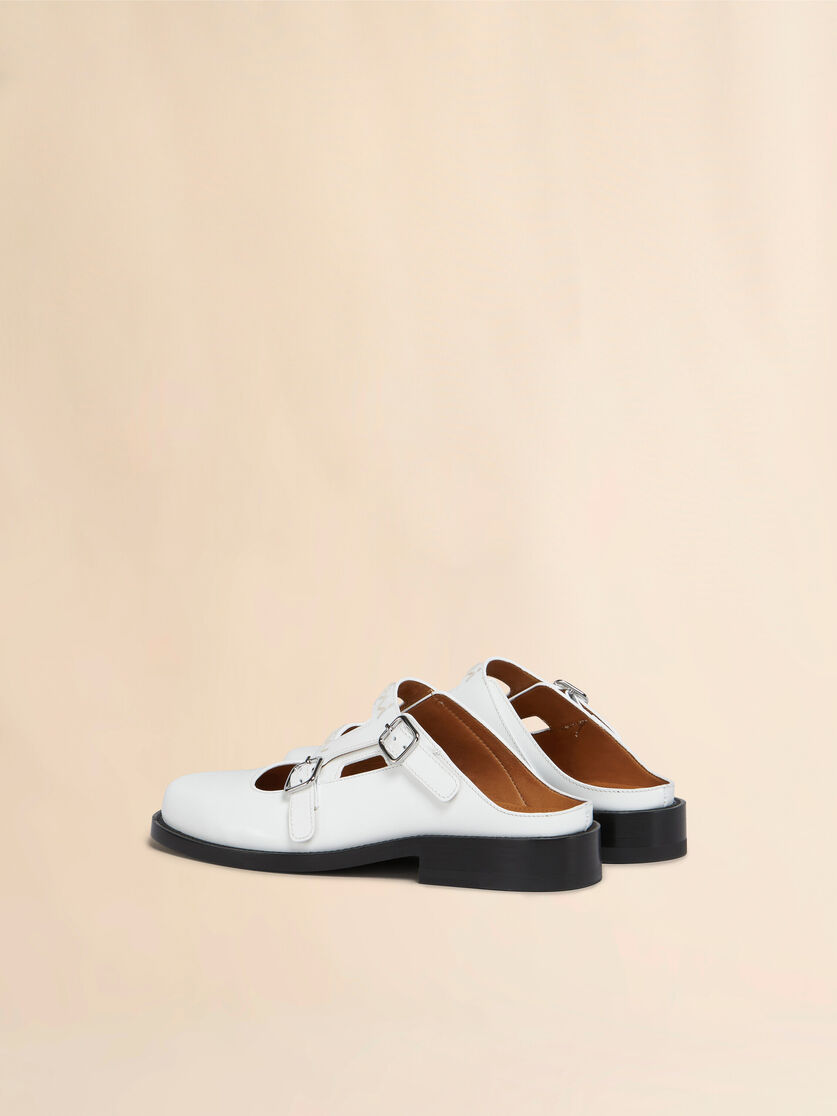 Stutterheim X Marni White Leather Bambi 3.0 Loafer With Double Buckle