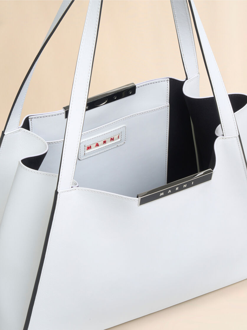 Stutterheim X Marni White Leather Cresta E/W Small Tote Bag