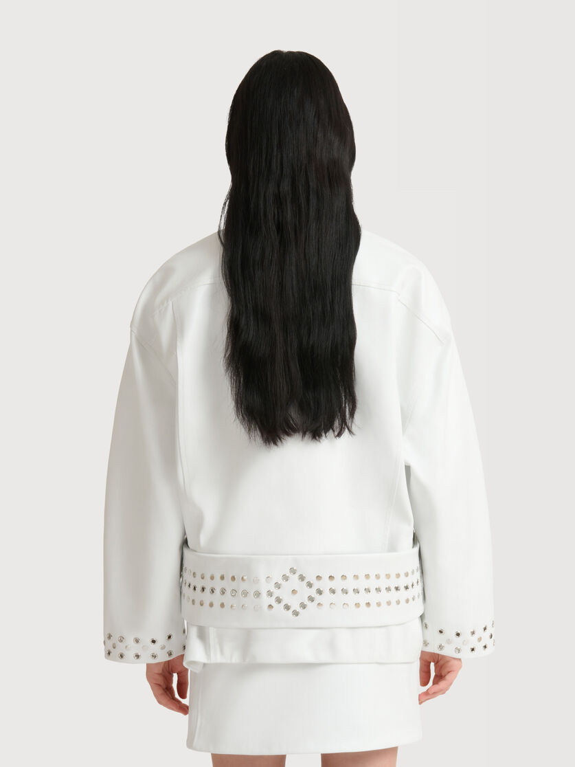 Stutterheim X Marni White Leather Jacket With Studs
