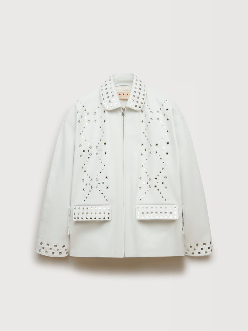 stutterheim x marni White leather jacket with studs