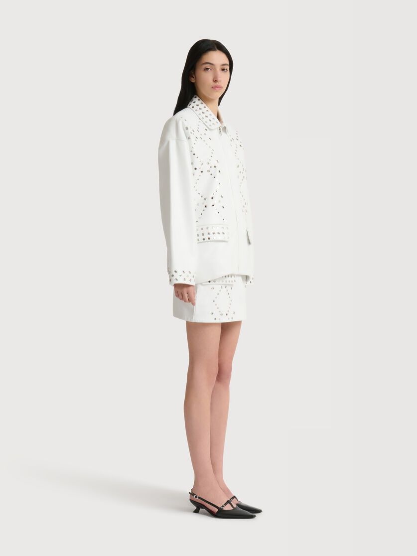 Stutterheim X Marni White Leather Mini Skirt With Studs
