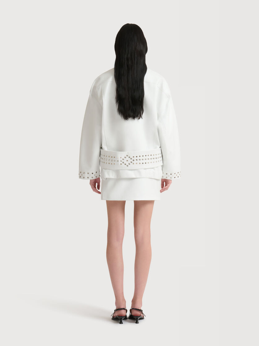 Stutterheim X Marni White Leather Mini Skirt With Studs