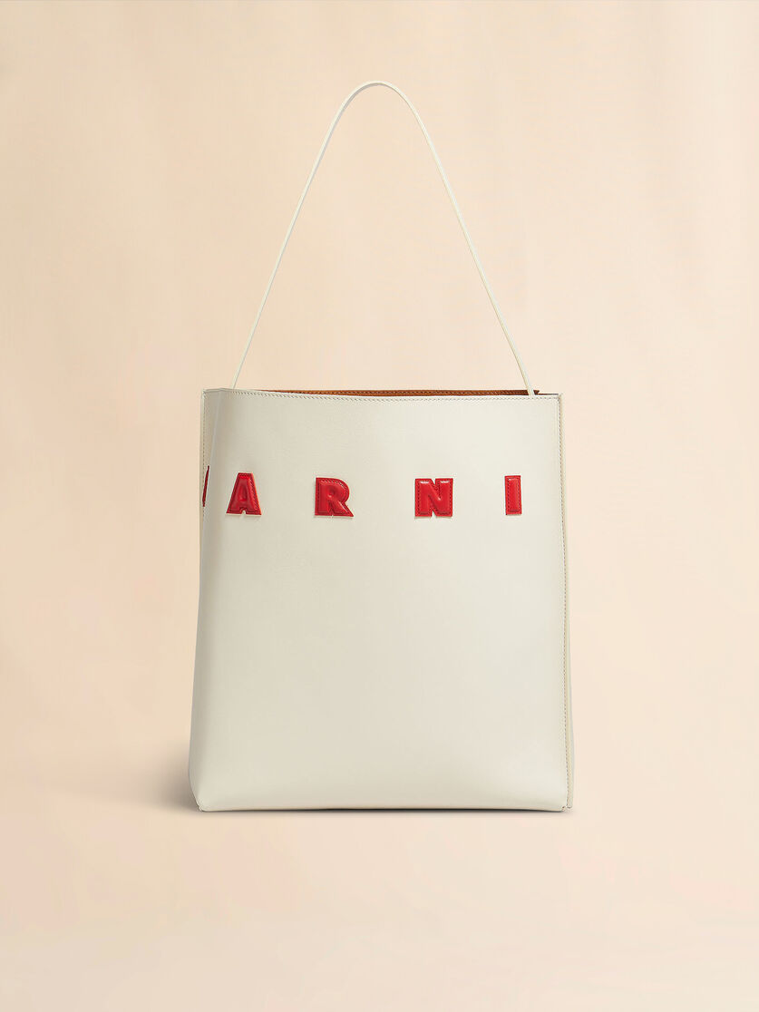 Stutterheim X Marni White Leather Museo Medium Hobo Bag With Patches