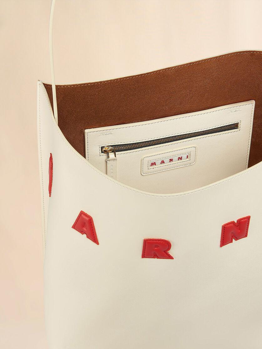 Stutterheim X Marni White Leather Museo Medium Hobo Bag With Patches