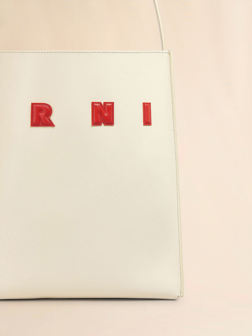 Stutterheim X Marni White Leather Museo Medium Hobo Bag With Patches