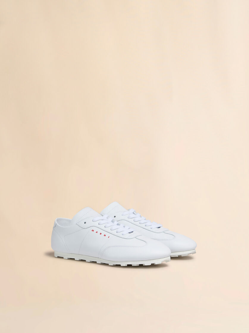 Stutterheim X Marni White Nappa Leather Softy Soccer Sneaker