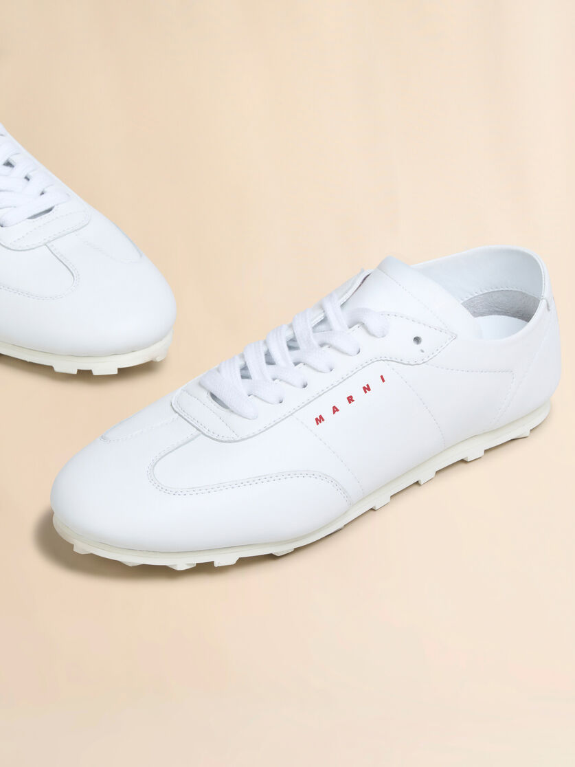 Stutterheim X Marni White Nappa Leather Softy Soccer Sneaker