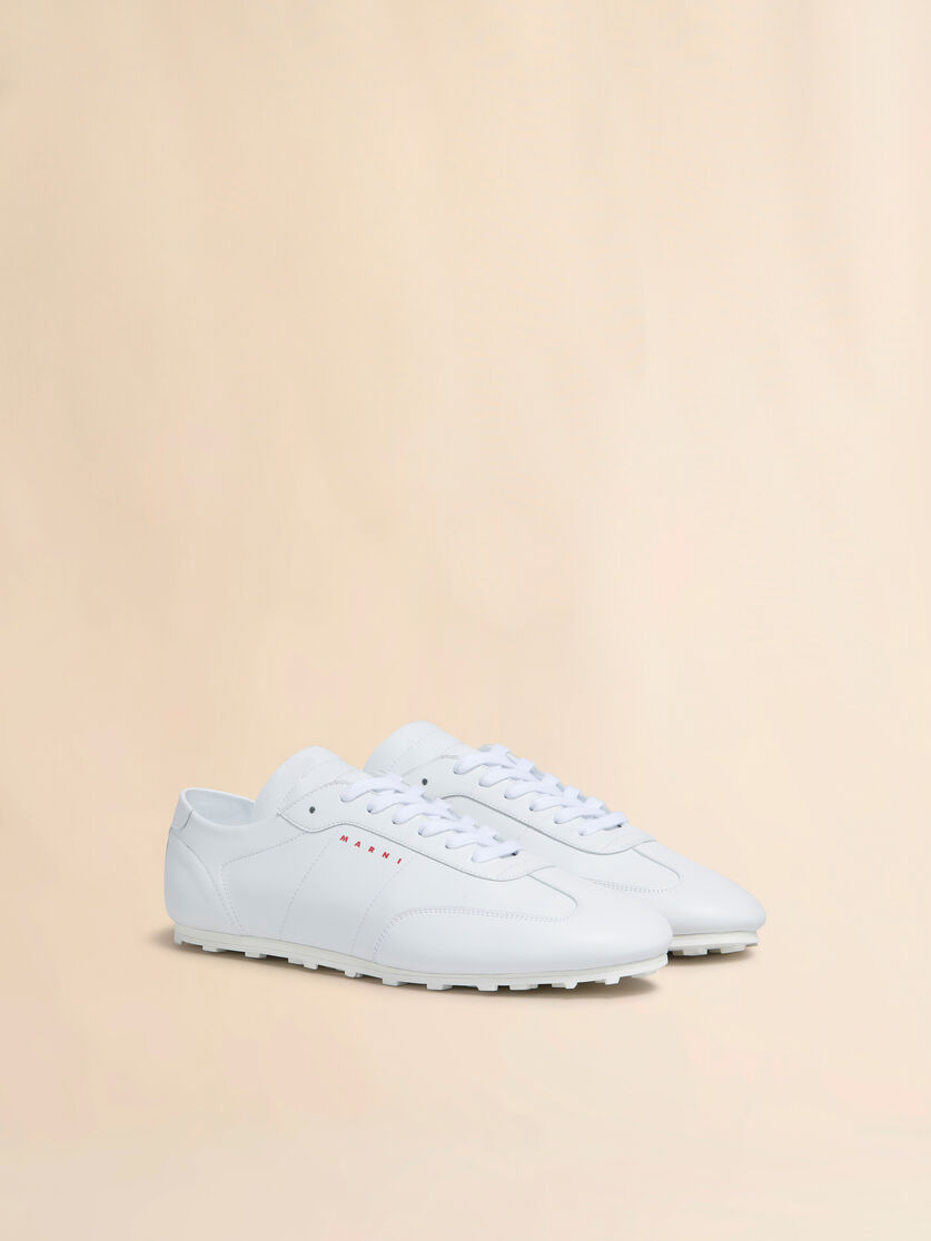 Stutterheim X Marni White Nappa Leather Softy Soccer Sneaker
