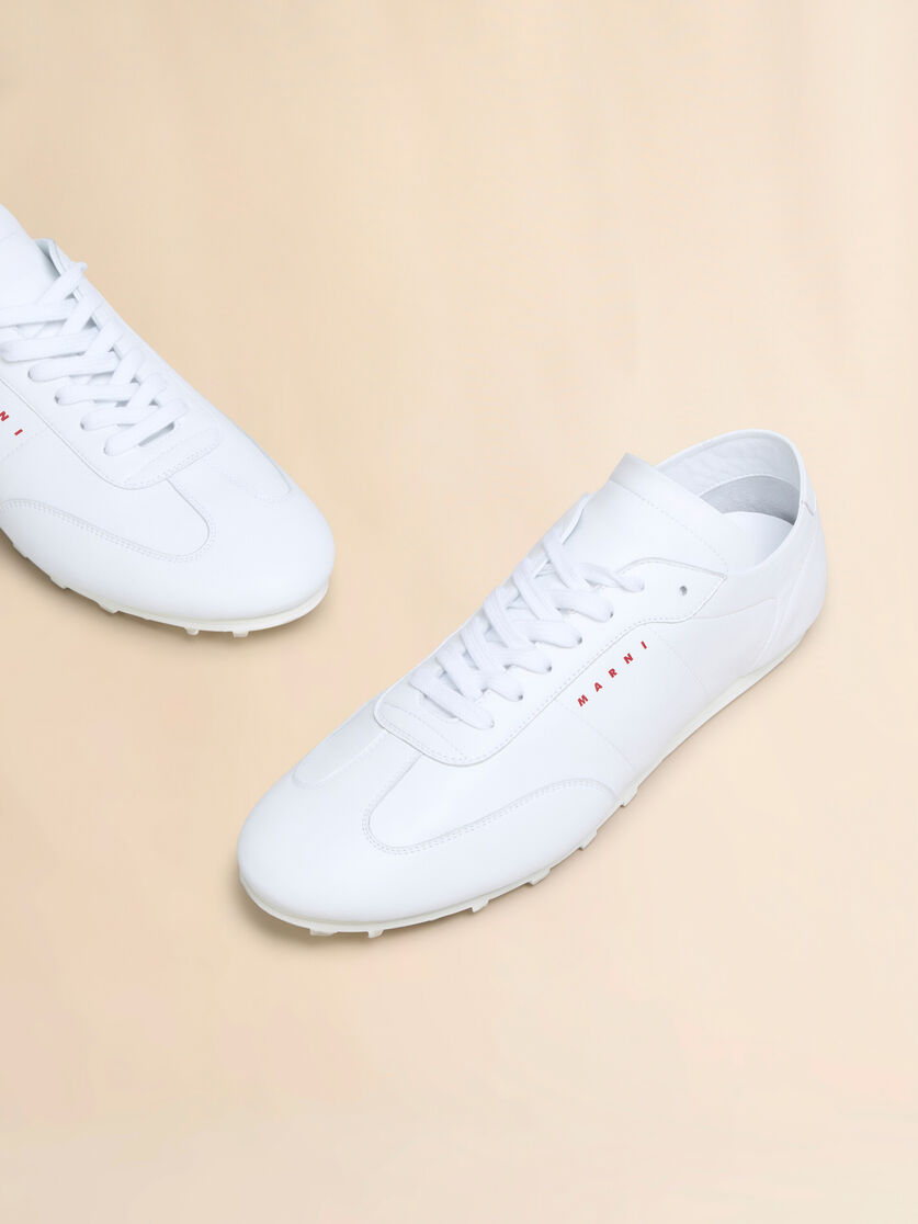 Stutterheim X Marni White Nappa Leather Softy Soccer Sneaker