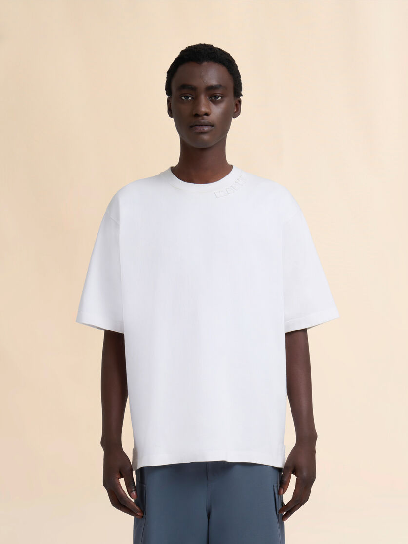 Stutterheim X Marni White Organic Cotton Oversized T-shirt With Marni Patches