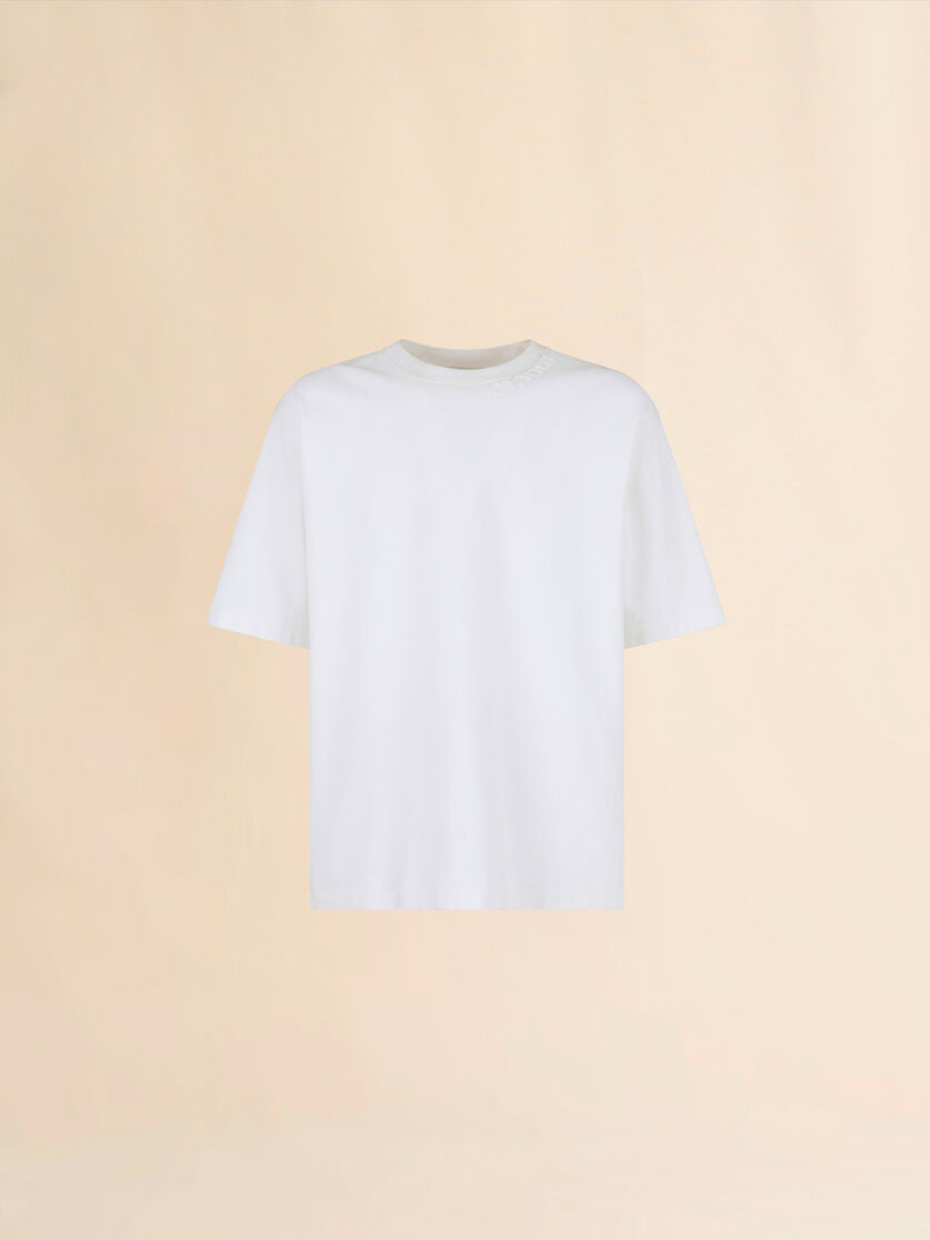 stutterheim x marni White organic cotton oversized T-shirt with Marni patches
