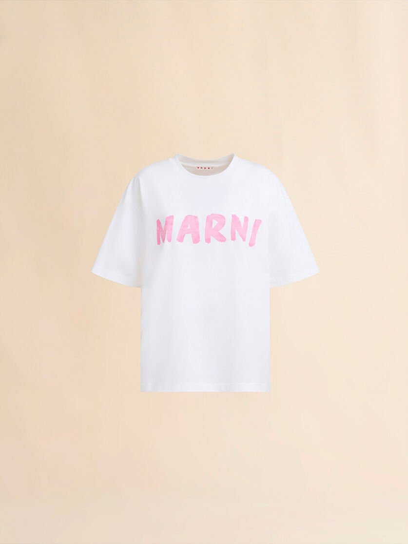 stutterheim x marni White organic cotton T-shirt with logo